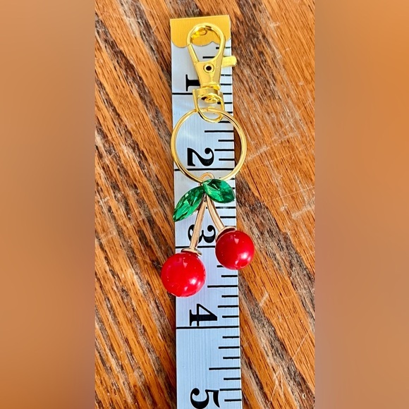 Set of 3 Three Handmade Cherry Bag Purse Phone Backpack Charms Zipper Pulls Key - Picture 11 of 11